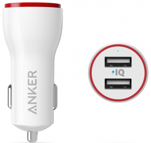 Купить АЗУ Anker 24W 2-Port Car Charger + 3ft Micro USB Cable (White)