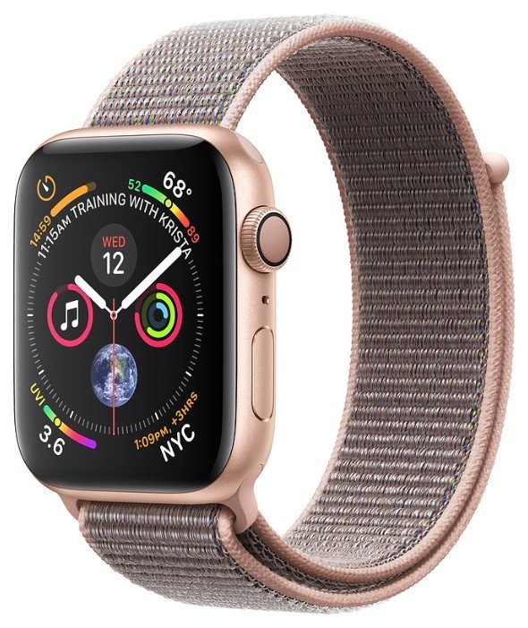 Купить Часы Apple Watch Series 4 GPS, 44mm Gold Aluminium Case with Pink Sand Sport Loop (MU6G2RU/A)