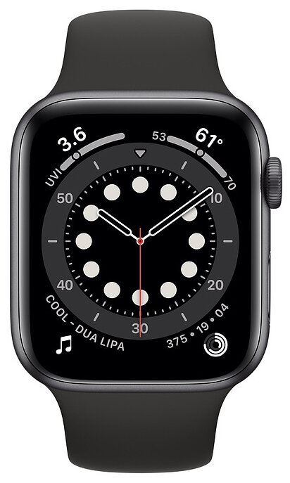 Купить Смарт-часы Apple Watch S6 44mm Space Gray Aluminum Case with Black Sport Band (M00H3RU/A)