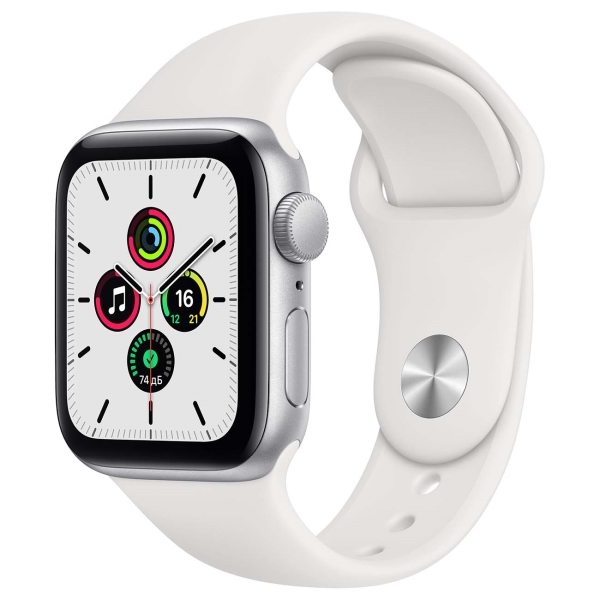 Купить Смарт-часы Apple Watch SE 44mm Silver Aluminum Case with White Sport Band (MYDQ2RU/A)