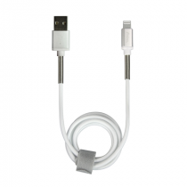 Купить Кабель Partner HD USB 2.0 - 8pin 1.2м 2,1A белый металлические штекеры нейлон пружинный сгиб