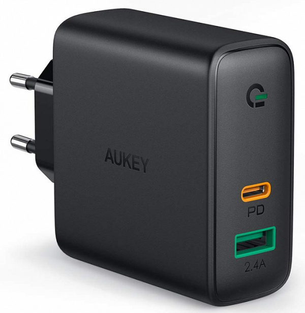 

Cетевое зарядное устройство AUKEY, Dual-Port 60W PD Wall Charger with Dynamic Detect Black