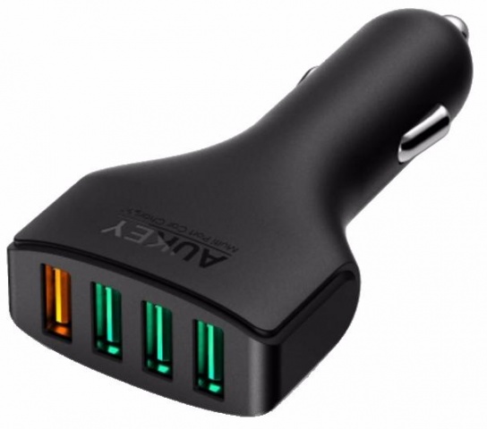 

АЗУ AUKEY, Чёрный, 4-Port 54W Car Chargerr + кабель Micro USB
