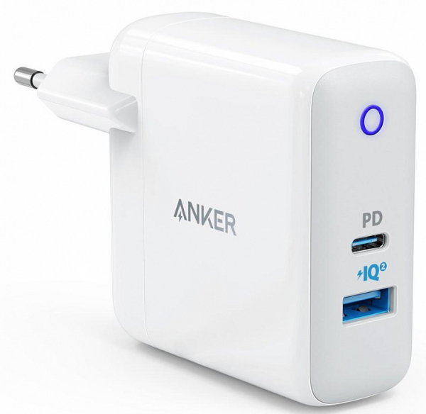 Купить Cетевое зарядное устройство Anker Powerport 2 30 ватт, USB-C Power Delivery 18 ватт (белое)