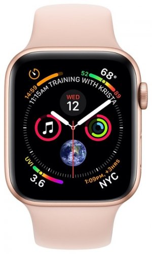 Купить Apple Watch Series 4 GPS, 44mm Gold Aluminium Case with Pink Sand Sport Band MU6F2RU/A
