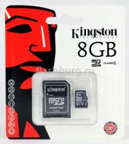 Купить Карта памяти MicroSD 8Gb Kingston+переходник SD Class 4
