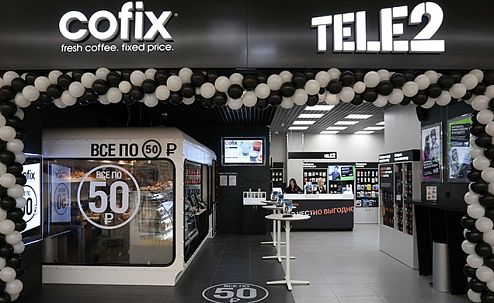 Cofix и оператор мобильной связи Tele2 открыли первую в России digital-кофейню в ТЦ «МЕГА Химки».