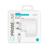 Купить СЗУ Prime Line 2 USB 2.1A + дата-кабель 8-pin белый 2316