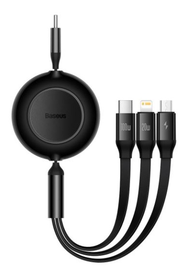 Купить Кабель Baseus USB-C-C+A+Lightning, MFI BM, 100 W, 1.1 м, черный