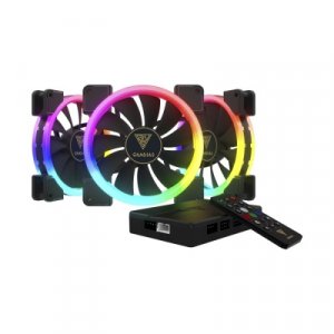 Купить Комплект RGB вентиляторов Gamdias AEOLUS M1-1403R (3x140mm RGB/RC/Hub 6+2/RGB Sync) 9GM-GFM1403)