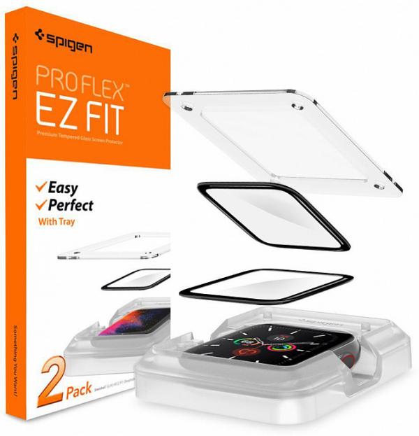 Купить Защитное стекло Spigen ProFlex EZ Fit (AFL01220) для Apple Watch series SE/6/4/5 44mm (Black)