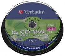 Купить Диск CD-RW 700Mb 12x Verbatim Cake Box 10шт