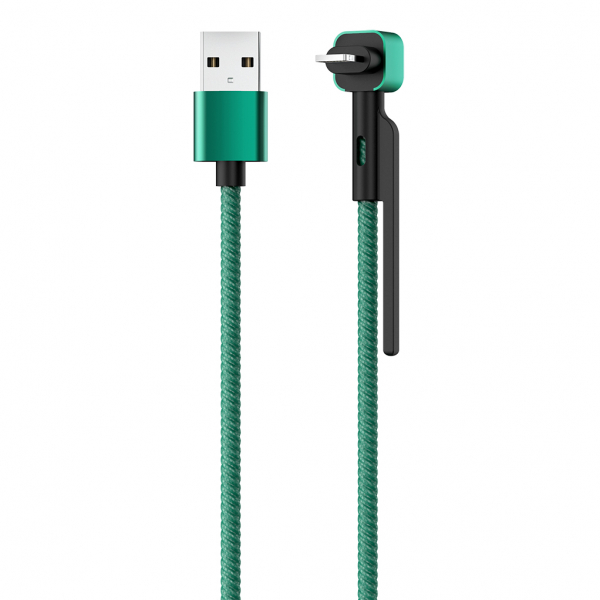 Купить Кабель Olmio STAND USB2.0-Lightning 2.1A 1.2m текстиль Fashion Green