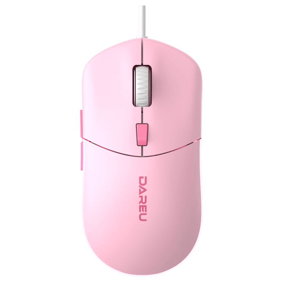 Купить Мышь проводная Dareu LM121 Pink (розовый), DPI 800/1600/2400/6400, тихий щелчок, подсветка RGB, размер 116x35x60мм, 1,8м
