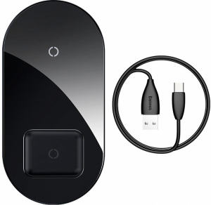 Купить Беспроводное зарядное устройство Baseus Simple 2in1 Wireless Charger 18W Max For Phones+Pods Black