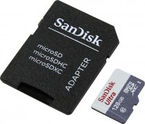 Купить Карта памяти Micro SDXC Sandisk+переходник SDSQUNS-128G-GN6TA