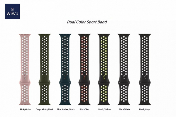 Купить Ремешок Wiwu Dual Color Silicone Band для Apple Watch Series 1-6/SE 42/44 mm (Black/Grey) 1187358