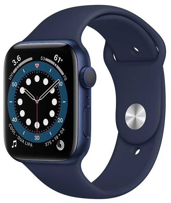 Купить Умные часы Смарт-часы Apple Watch S6 44mm Blue Aluminum Case with Deep Navy Sport Band (M00J3RU/A)