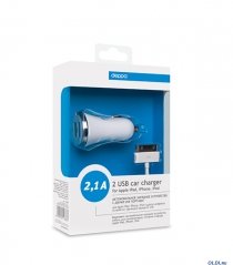 Купить АЗУ Deppa 2 USB 2.1 A + кабель 30pin для Apple, белый. 11205