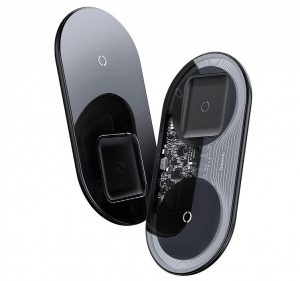 Купить Беспроводное зарядное устройство Baseus New Simple 2in1 Wireless Charger 18W For Phones+Pods Black
