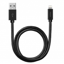 Купить Кабель Deppa Leather USB - 8-pin для Apple, алюминий/экокожа, MFI, 1.2м, черный 72266
