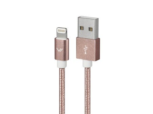 Купить Дата кабель Vertex MFI USB-lightning (для iPhone), 2A, текстиль, розовое золото
