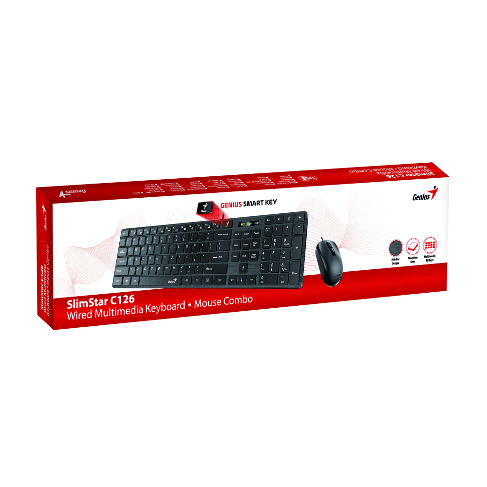 Купить Комплект SlimStar C126  чёрный, USB(клавиатура SlimStar 126 и мышь DX-125)