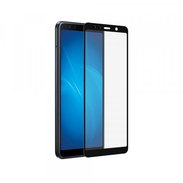 Купить Защитное стекло DF с цветной рамкой (fullscreen) для Samsung Galaxy A7 (2018) sColor-56 (black)