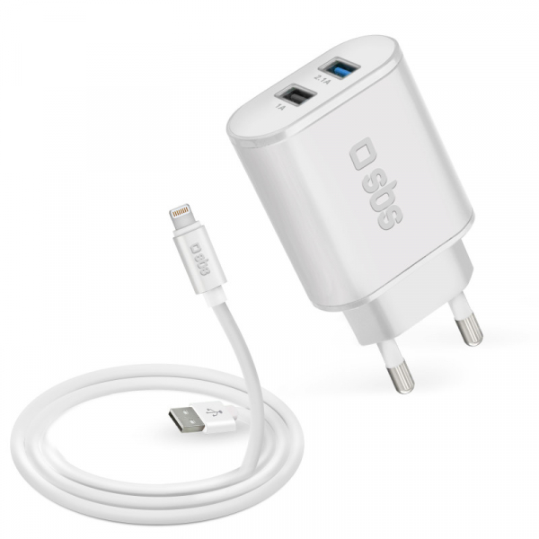 Купить SBS Сетевое зарядное устройство и кабель USB-Lightning MFi, white