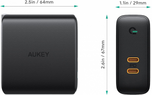 Купить Сетевое зарядное устройство AUKEY PA-D5 2-port 60W USB-C Wall Charger Black