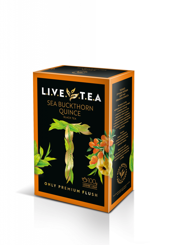 Купить LiveTea чай черный байховый крупнолистовой "ОБЛЕПИХА и АЙВА" 100 гр