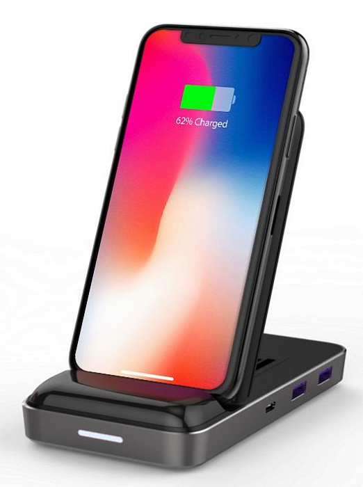 Купить Беспроводная зарядка и док-станция HyperDrive USB-C Hub + 7.5W Qi Wireless Charger iPhone Stand