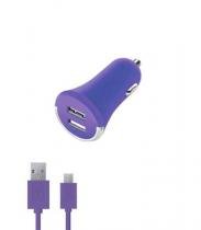 Купить Зарядное устройство АЗУ Deppa 2 USB 2.1 A + кабель micro USB, фиолетовый. ++ 11271