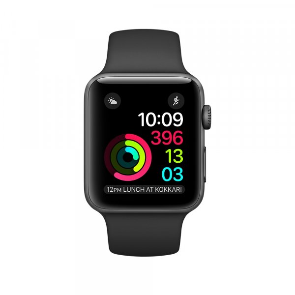 Купить Apple Watch Series 3 GPS, 42mm Space Grey Aluminum Case with Black Sport Band (MTF32RU/A)