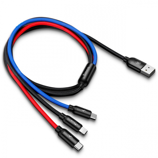 Купить Кабель Baseus Cable Three Colors Series 3 in1 For Lightning/Micro/Type-C 1.2M (CAMLT-BSY01)