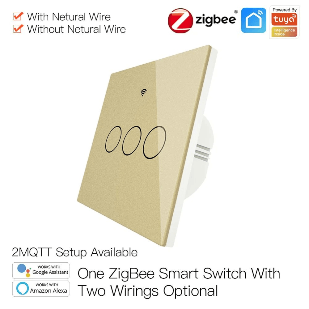 Купить Выключатель MOES Gang Smart Switch Sensor w/o grounding ZS-EU3, Zigbee, 100-240 В