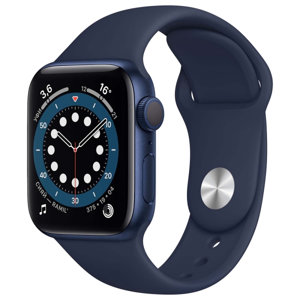 Купить Умные часы Смарт-часы Apple Watch S6 40mm Blue Aluminum Case with Deep Navy Sport Band (MG143RU/A)