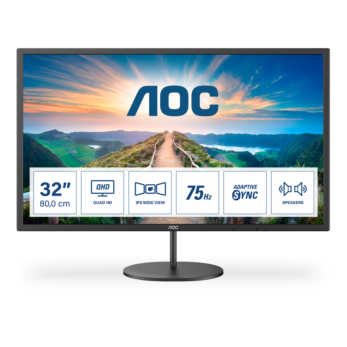 Купить Монитор LCD 31.5'' 16:9 2560х1440(WQHD) IPS, nonGLARE, 75 Hz, 250 cd/m2, H178°/V178°, 1000:1, 20М:1, 16.7M, 4ms, HDMI, DP, Tilt, Speakers, Black