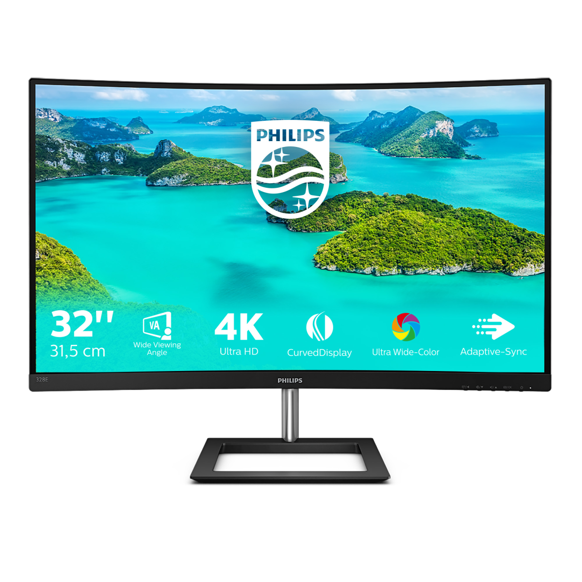 Купить Монитор LCD 31.5'' 16:9 3840x2160(UHD 4K) VA, Curved, nonGLARE, 60 Hz, 250 cd/m2, H178°/V178°, 2500:1, 1.07B, 4ms, 2xHDMI, DP, Tilt, Speakers, Black