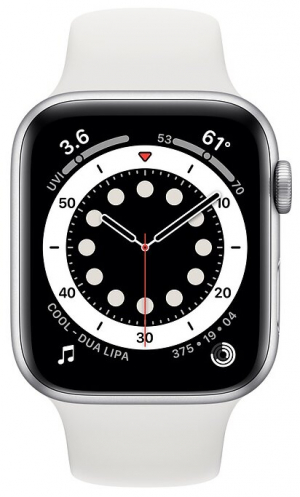 Купить Смарт-часы Apple Watch S6 44mm Silver Aluminum Case with White Sport Band (M00D3RU/A)