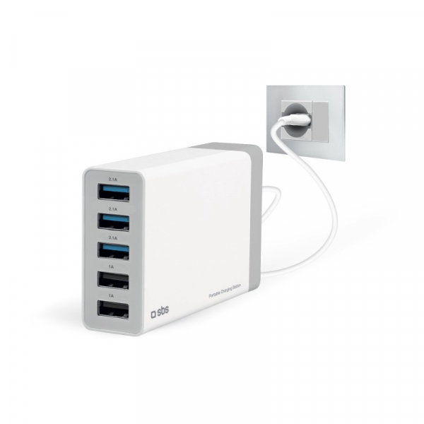 Купить Зарядное устройство SBS Travel charging station for desktops, 5 USB outputs 7 A total