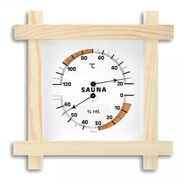 Купить Аналоговый термогигрометр для сауны с деревянной рамой TFA 40.1008