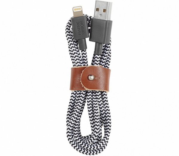 Купить Native Union BELT CABLE, кабель зарядный, размер 1,2м., цвет: зебра BELT-L-ZEB-2