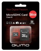 Купить Карта памяти MicroSD 16Gb Qumo+переходник SD 18741 UHC-1 Class 10 черно-красная