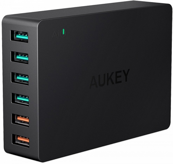 Купить Зарядное устройство AUKEY 6-Port 60W QC3.0 USB Charging Station with 1m Micro Cable (Black)