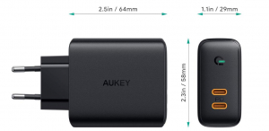 Купить Сетевое зарядное устройство AUKEY Dual-Port 36W PD Wall Charger with Dynamic Detect Black