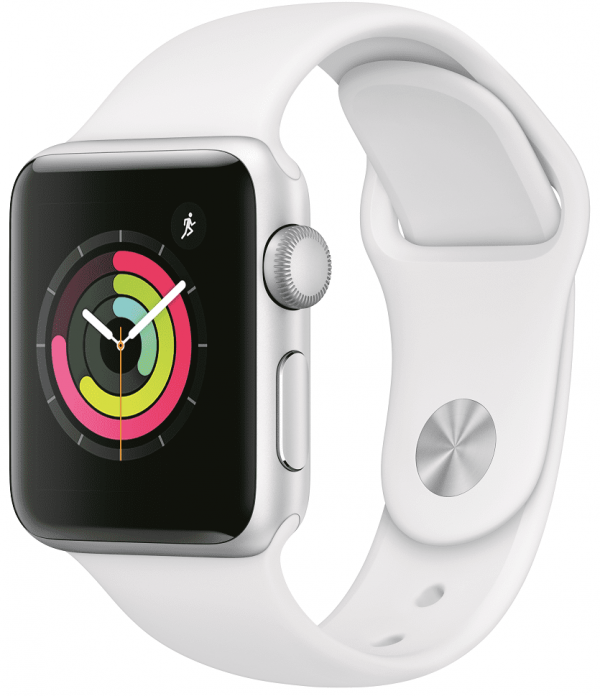Купить Часы Apple Watch Series 3 42 мм серебряный + ремешок белый (MTF22RU/A)