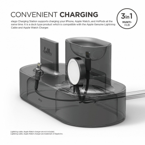 Купить Зарядная станция из силикона 3 in 1 Elago Charging hub - iPhone / Apple Watch / AirPods / Dark Gray