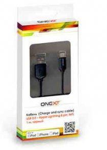 Купить Кабель Onext 1м USB-Lightning MFI черный