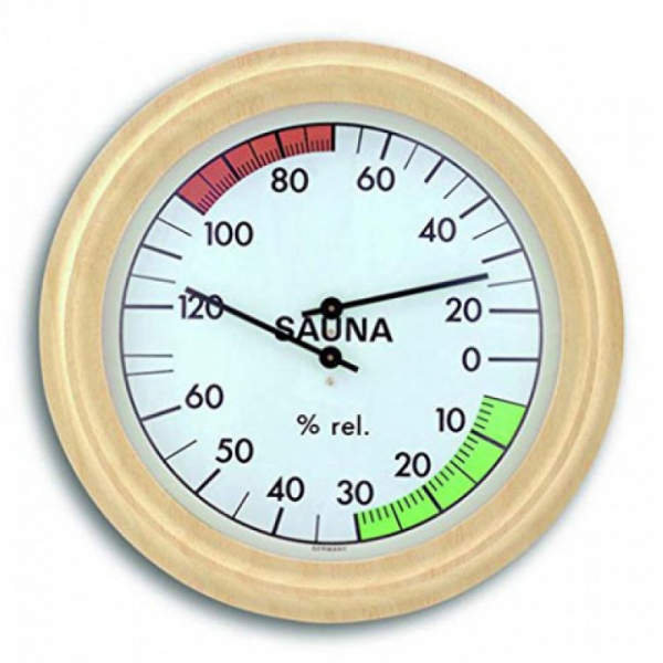 Купить Аналоговый термогигрометр для сауны с деревянной рамой TFA 40.1006